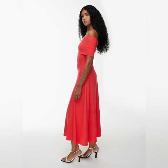 Aritzia Babaton Statuette Dress Off the Shoulder Drapey Jersey Maxi Dress Size M - Picture 4 of 11